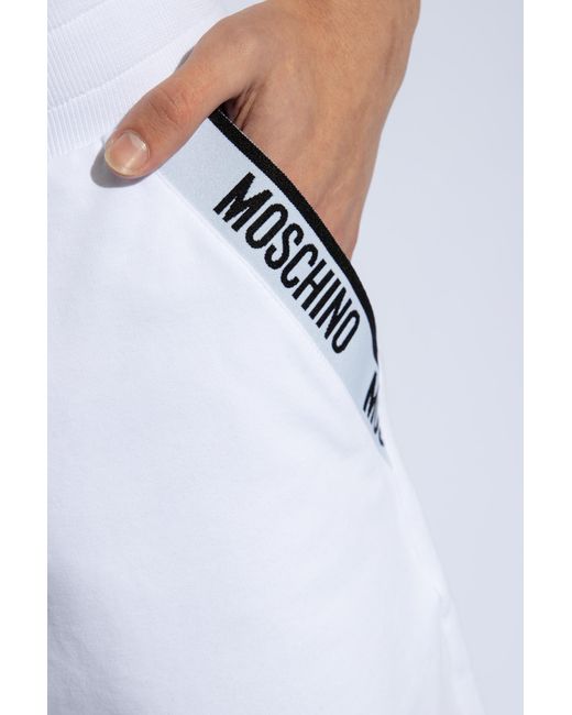 Moschino White Cotton Shorts With Logo, for men