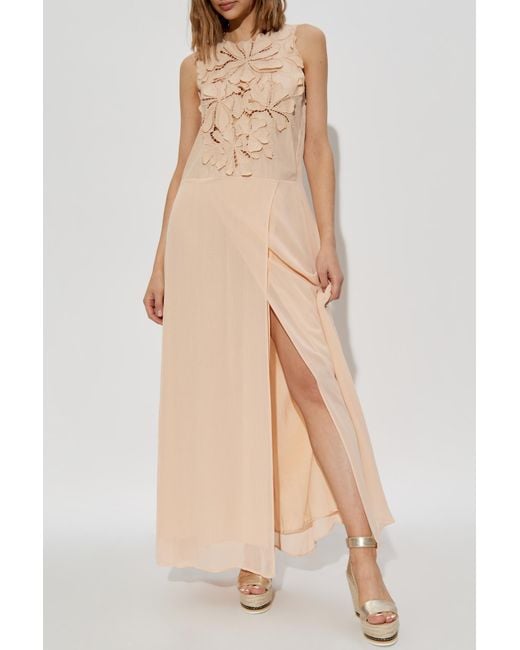 Forte_forte White Dress With Floral Trim