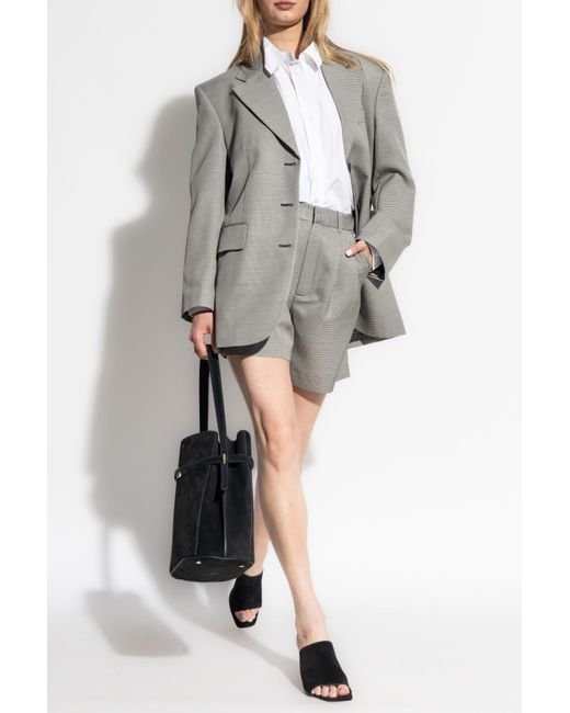 Anine Bing Gray Houndstooth Pattern Shorts