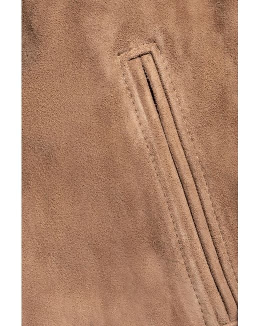 AMI Brown Suede Jacket With Embossed Logo for men