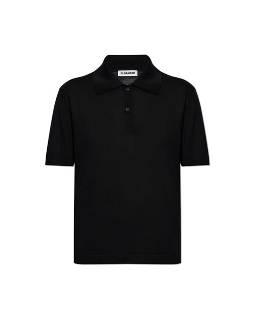 Jil Sander Black Wool Polo