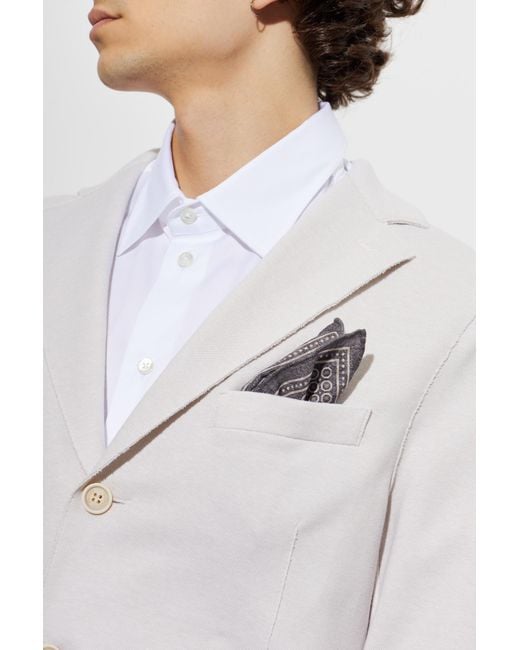 Eleventy Gray Patterned Pocket Square for men