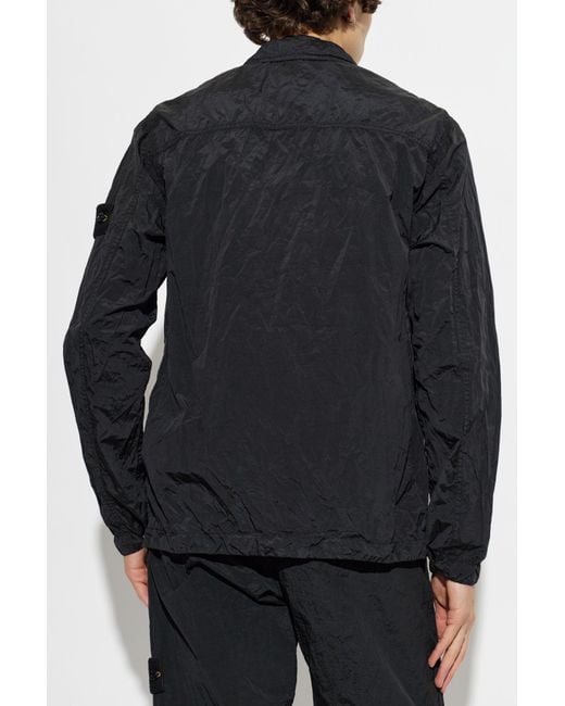 Stone Island Black Jacket With Logo Patch for men