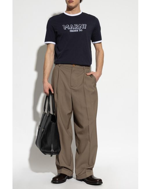 Marni Blue T-Shirt With Logo for men
