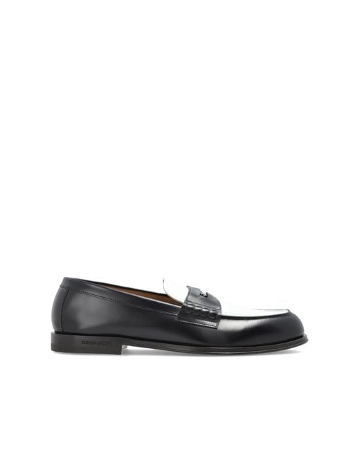 DSquared² Black Leather Loafers for men