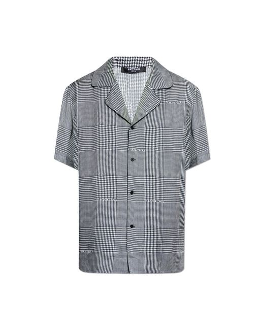 Balmain Gray Shirt With A Houndstooth Pattern for men