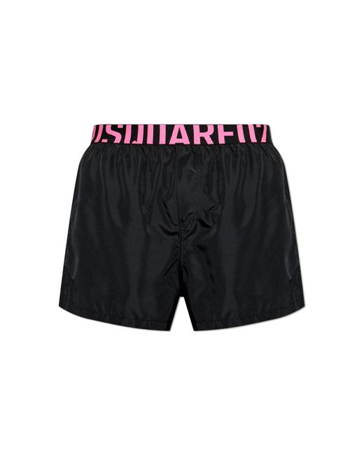 DSquared² Black Swim Shorts With Logo for men