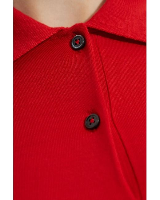 Jil Sander Red Wool Polo