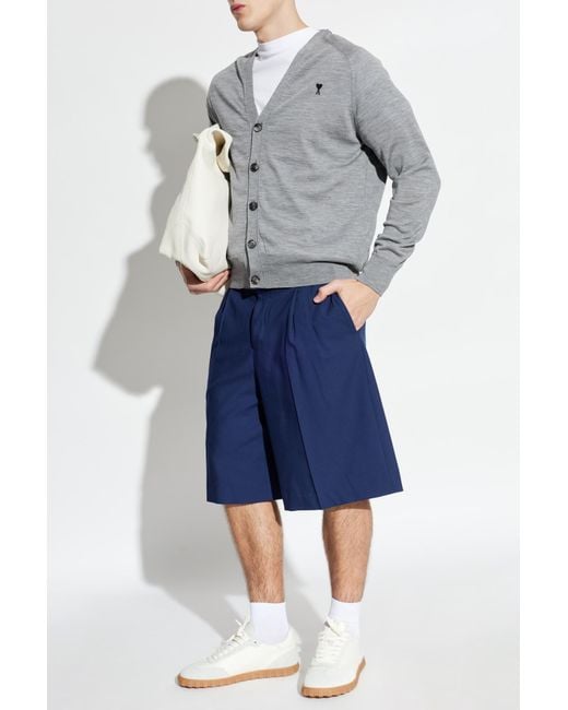 AMI Gray Wool Cardigan for men