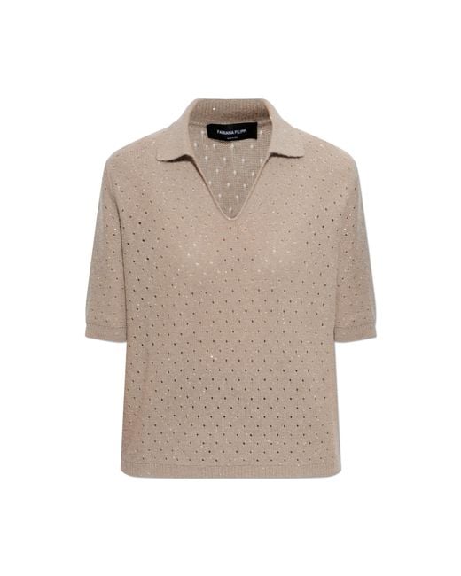 Fabiana Filippi Natural Polo With Shimmering Sequins