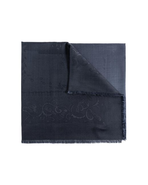 Ferragamo Blue Silk Scarf With Decorative Pattern