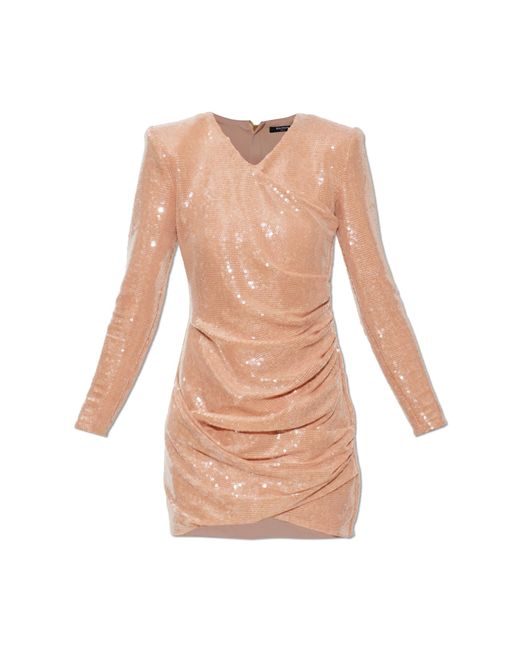 Balmain White Sequin Dress With Draping
