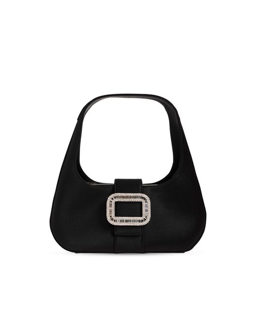 Roger Vivier Black Satin Shoulder Bag 'Pilgrim'