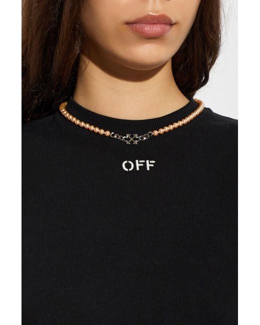 Off-White c/o Virgil Abloh White Short Necklace With Glass Pearls
