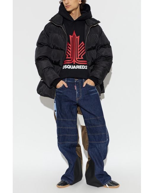 DSquared² Black Insulated Jacket With Printed Logo for men