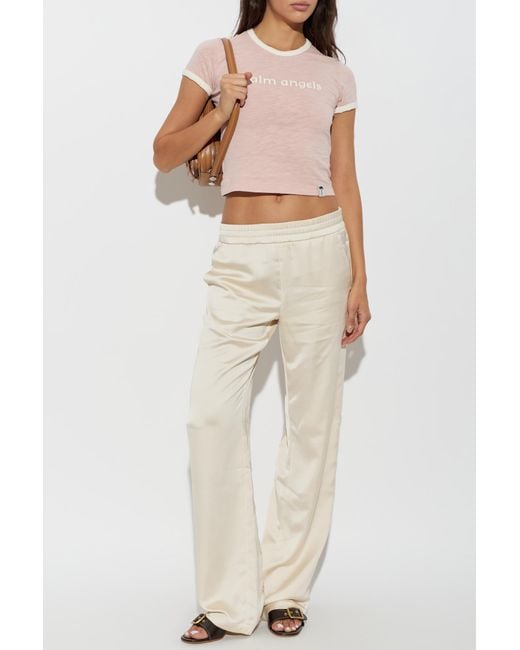 Palm Angels Pink T-Shirt With Print