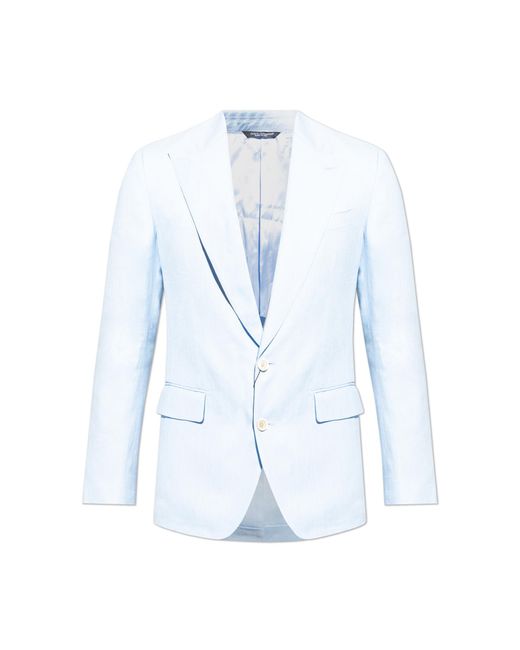 Dolce & Gabbana Blue Linen Blazer for men