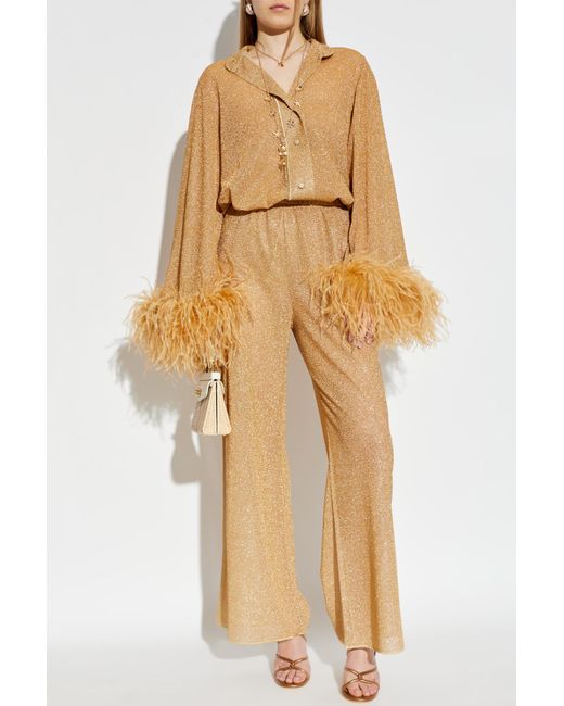 Oseree Natural Trousers With Lurex Thread