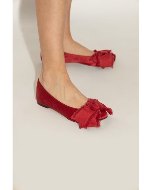 Lanvin Red Satin Ballet Flats