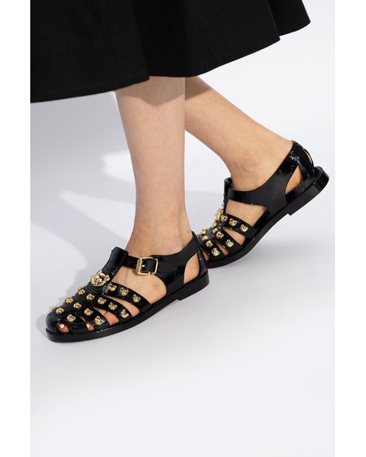 Moschino Black Sandals With Logo,