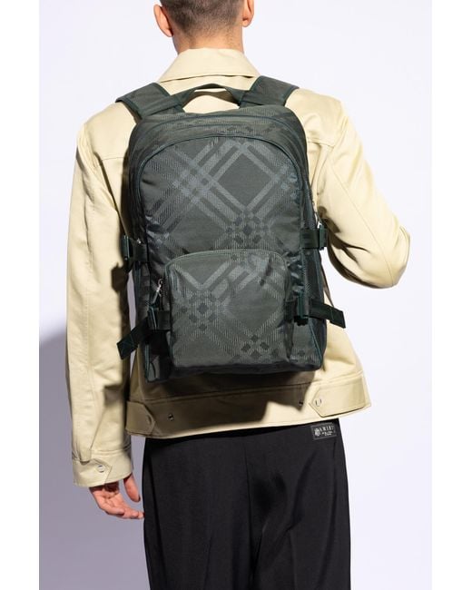 Burberry Black Backpack With Signature Check, for men