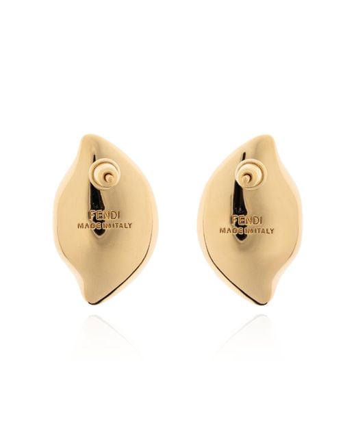 Fendi Natural Brass Shell-Shaped Earrings