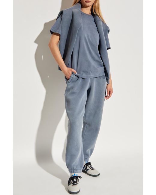 T By Alexander Wang Blue T-Shirt With Printed Logo