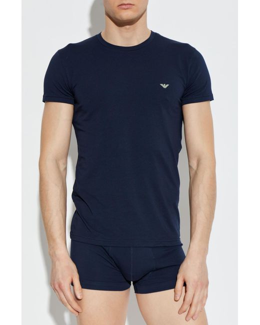 Emporio Armani Blue Cotton T-Shirt for men