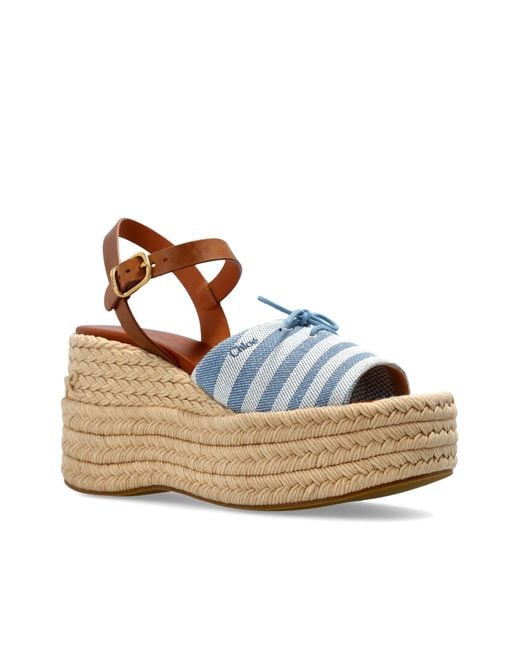 Chloé Blue Wedge Sandals "Isla"