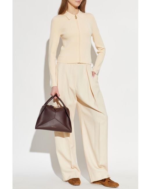 Victoria Beckham Natural Zip-Up Cardigan