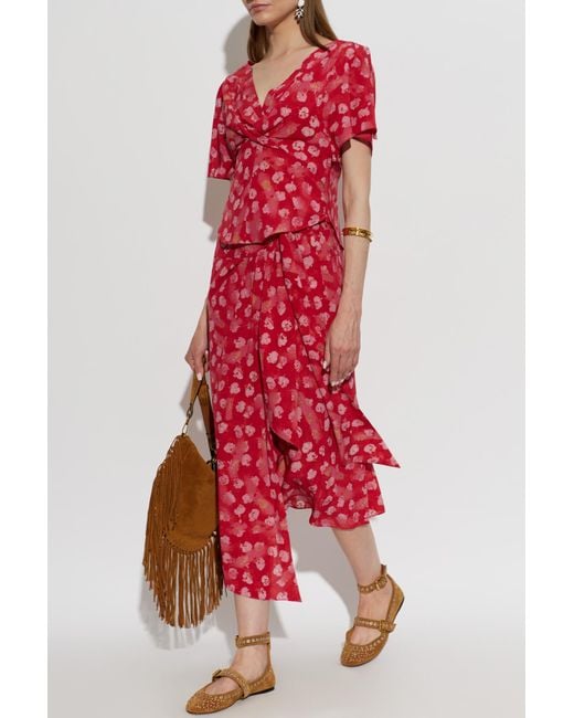 Isabel Marant Red Silk Top "Faljane"