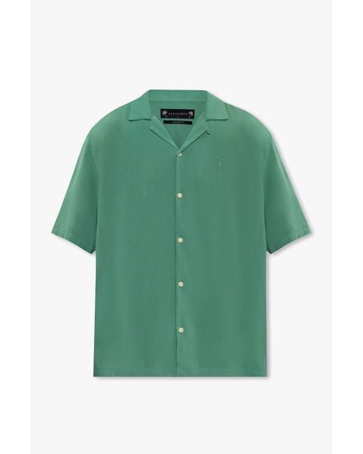 AllSaints Green 'venice' Shirt With Logo for men