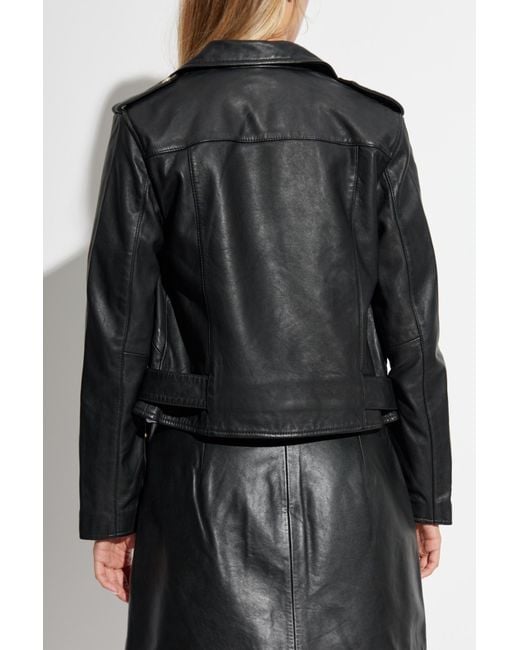 AllSaints Black Asymmetric Biker Leather Jacket