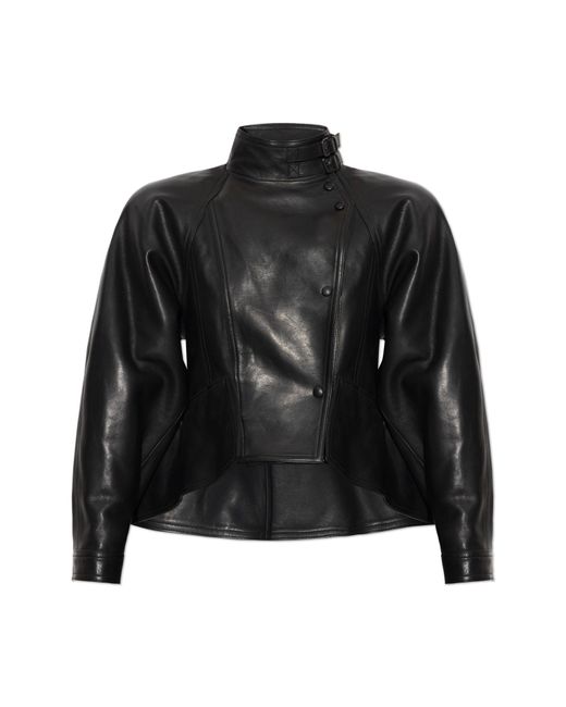 Balmain Black Leather Peplum Jacket