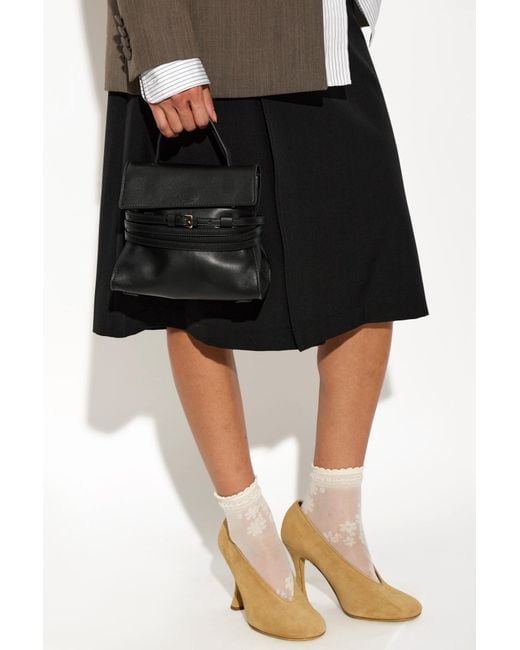 Moschino Black Leather Bag "Tie Me"