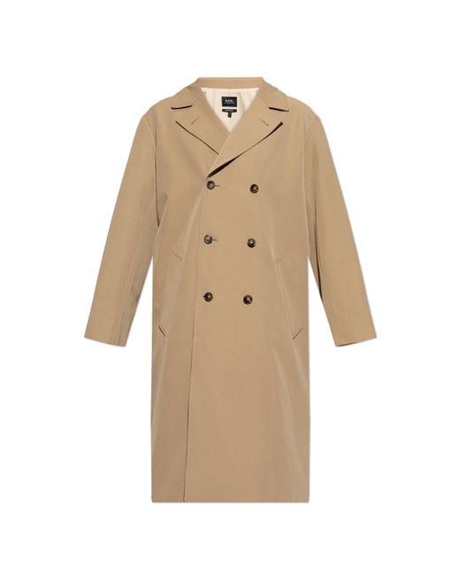 A.P.C. White Double-Breasted Coat for men