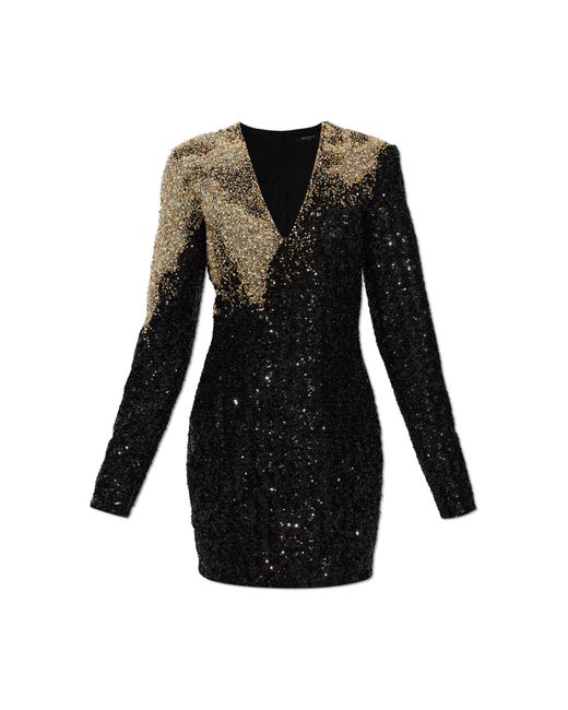 Balmain Black Short Sequin Dress