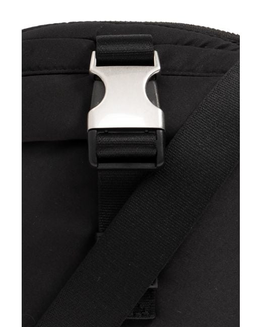 AMI Black Shoulder Bag With Logo, for men