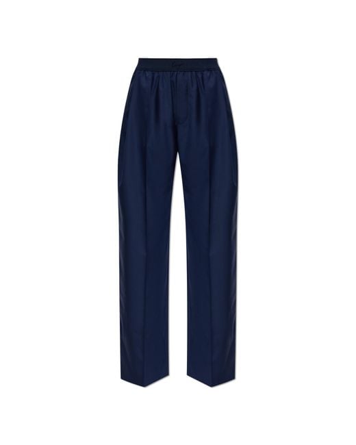 KENZO Blue Wool Wide-Leg Trousers