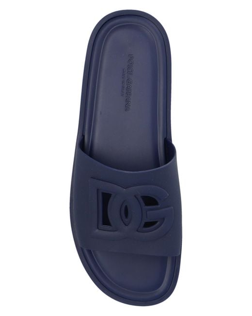 Dolce & Gabbana Blue Rubber Slides for men