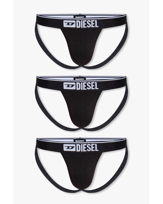 DIESEL Black Jockstrap Three-Pack for men
