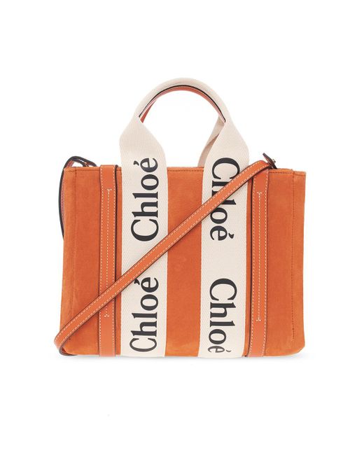 Chloé Orange 'woody Small' Shopper Bag