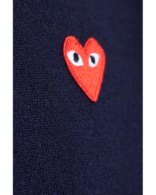 COMME DES GARÇONS PLAY Blue V-Neck Sweater for men