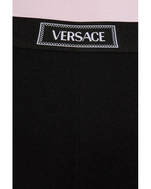 Versace Black Leggings With Logo