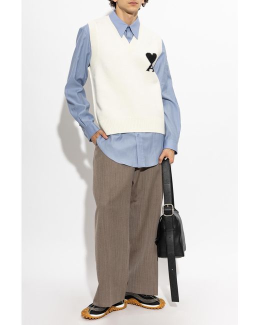 AMI White Wool Vest for men
