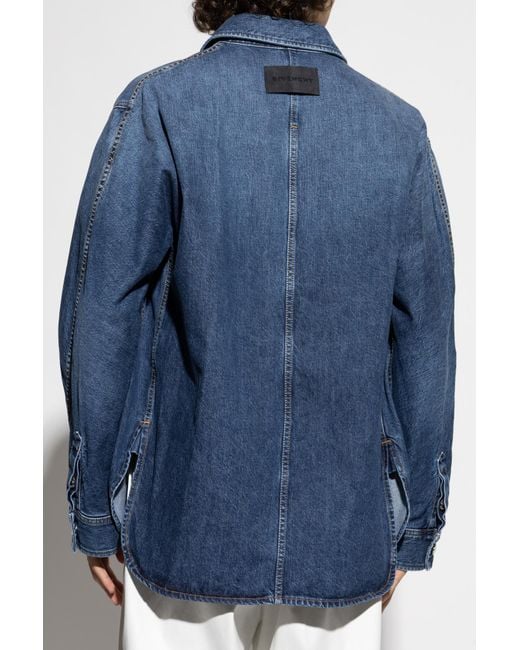 Givenchy Blue Denim Shirt With Pocket for men