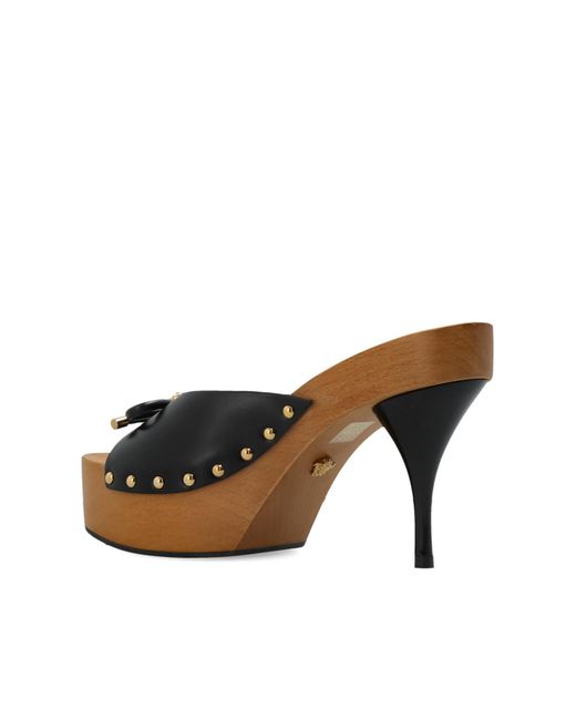 Versace Black Opera Bow Platform Slides