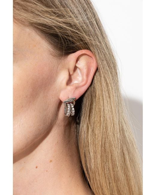 Ferragamo Brown Earrings With Shimmering Crystals