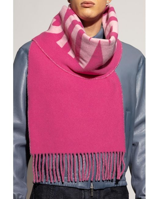 Jacquemus Pink Wool Scarf With Logo