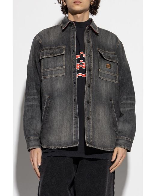 Balenciaga Gray Denim Shirt With `vintage` Effect, for men